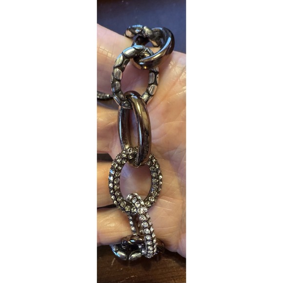 BRIGHTON PEBBLE Silver Chocolate Gunmetal Link Chain Bracelet.‎ And Earrings - Picture 2 of 4